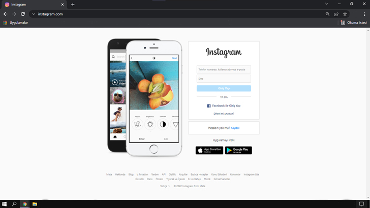 Instagram giriş sayfası