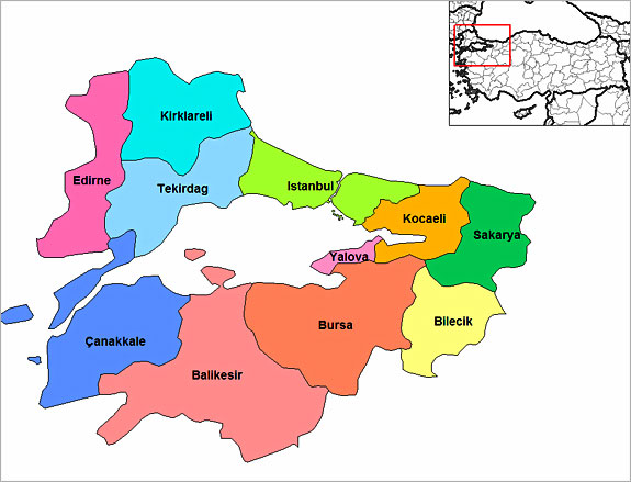 Marmara Bölgesi Bölümleri
